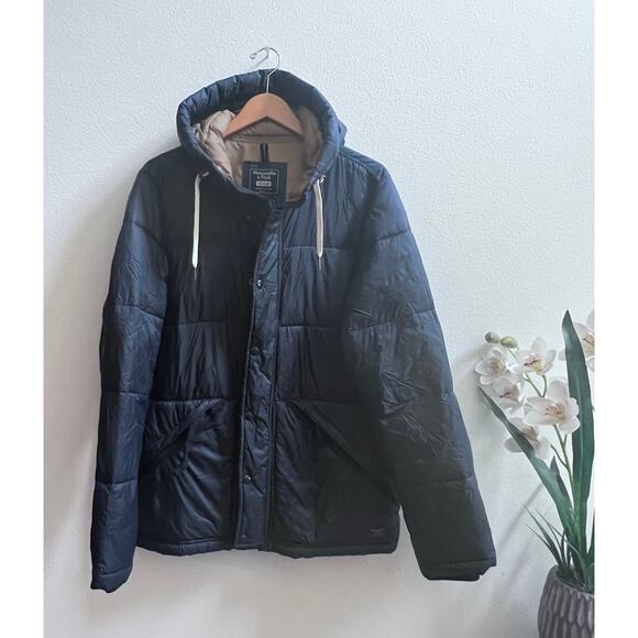 Abercrombie & Fitch Ultra Puffer Insulated Waterproof Hooded Men's M Navy Blue - Picture 1 of 12